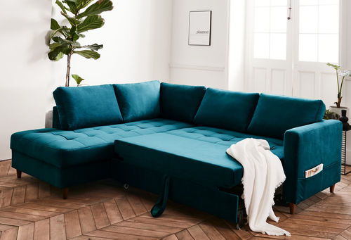 Canapé d'angle - ANNA: 823BC - Best Mobilier - lit / contemporain / en velours