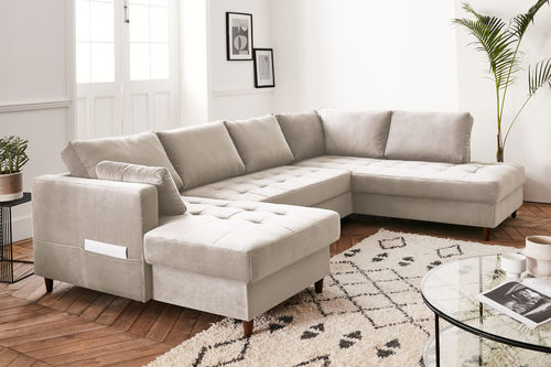 Canapé d'angle - ANNA: 824BEI - Best Mobilier - lit / contemporain / en velours