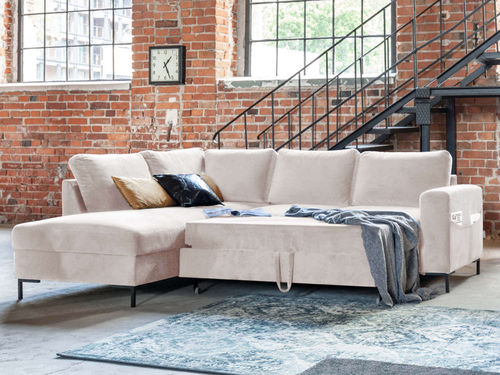 Canapé d'angle - LILLY : 1066BEI - Best Mobilier - lit / contemporain / en velours