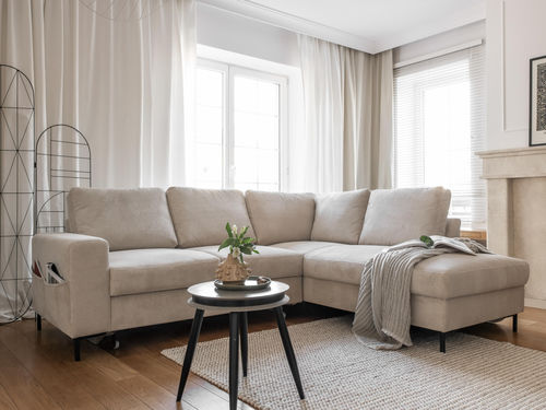Canapé d'angle - LILLY : 1071BEI - Best Mobilier - lit / contemporain / en velours