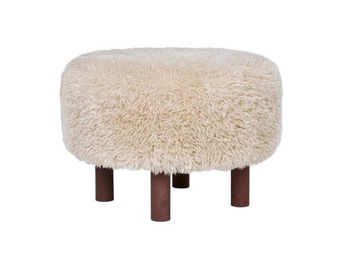 Pouf contemporain - MANI - Best Mobilier - en fourrure écologique / rond / beige