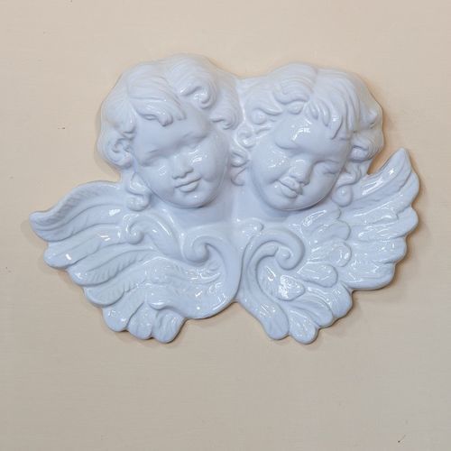 Sculpture en céramique émaillée - Coppia di Angeli - cestenoli srl - fait main / Fabriquée en Italie / murale