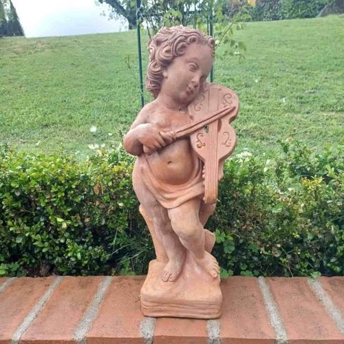 Sculpture en terracotta - Putto Musicante con Violino - cestenoli srl - d'extérieur / fait main / de jardin