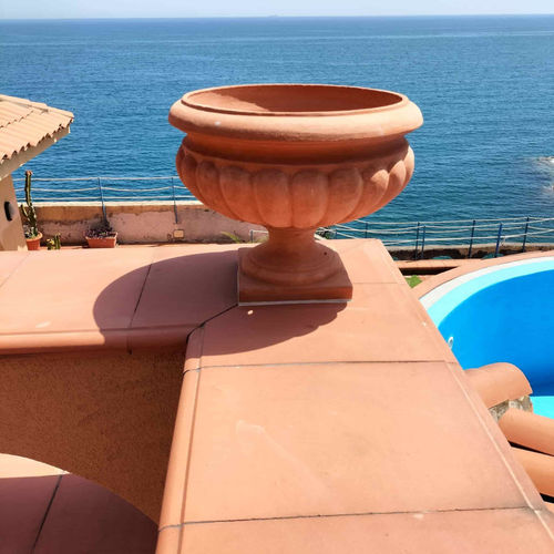 Jardinière en terracotta - Calice Baccellato - cestenoli srl - ronde / fait main / classique