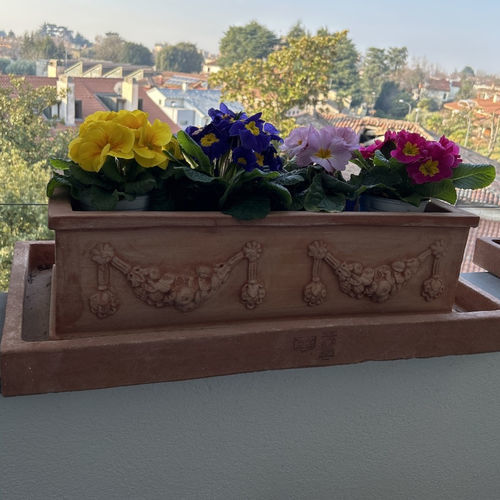 Jardinière en terracotta - con Doppio Festone Impruneta - cestenoli srl - rectangulaire / fait main / classique