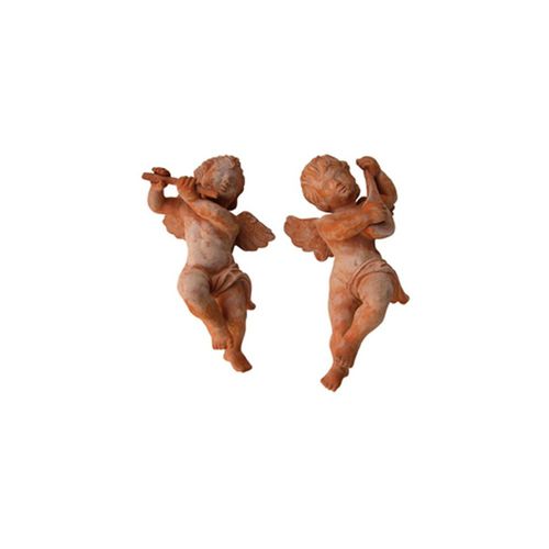 Sculpture en terracotta - Angelo con mandolino - cestenoli srl - d'extérieur / fait main / Fabriquée en Italie