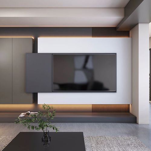 Meuble TV contemporain - DFD-BE-09 - Dief Flooring - lowboard / sur mesure / avec câblage dissimulé