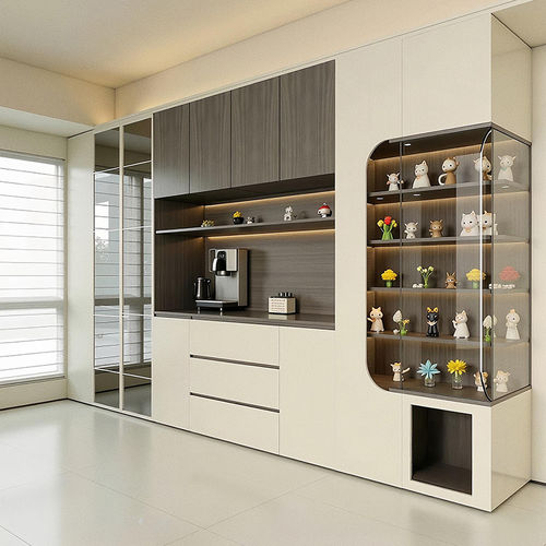 Buffet contemporain - DFD-SI-01 - Dief Flooring - en bois / en verre / avec étagère