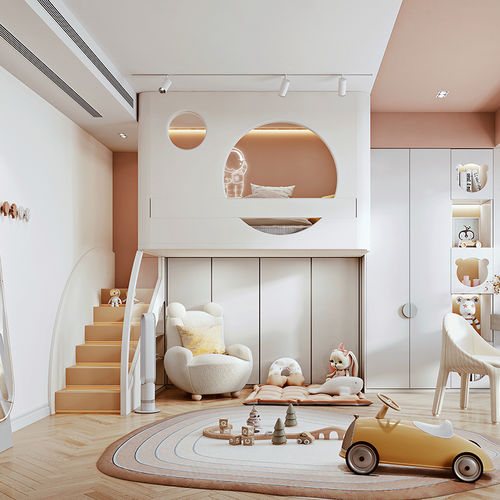 Chambre d'enfant blanche - DFD-BBW-01 - Dief Flooring - jaune / rose / marron
