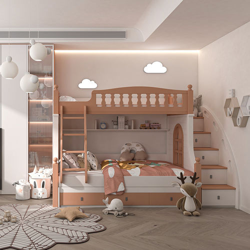 Chambre d'enfant blanche - DFD-BBW-05 - Dief Flooring - orange / couleur personnalisable / en bois