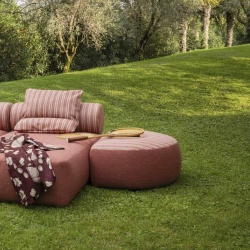 Pouf contemporain - Lob - WOW ITALY - en tissu / en demi-cercle / avec revêtement amovible