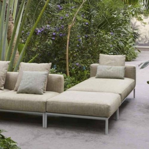 Ottoman contemporain - New Platform - WOW ITALY - en tissu / en aluminium / carré