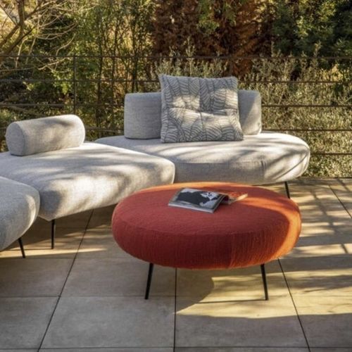 Ottoman contemporain - Gocà - WOW ITALY - en tissu / en acier / rond