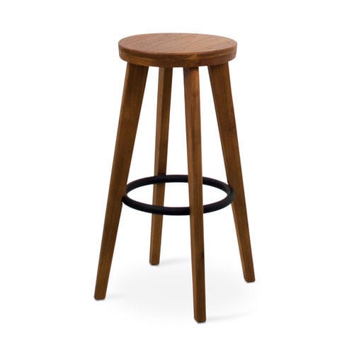 Tabouret de bar contemporain - 940015-NAT - BAMBO BLAU - en orme / avec piètement en orme / 4 pieds