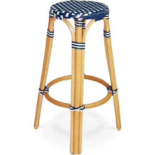 Tabouret de bar contemporain - 114018 - BAMBO BLAU - en fibre synthétique / avec piètement en rotin / 4 pieds