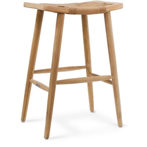 Tabouret de bar contemporain - 116011 - BAMBO BLAU - en fibre synthétique / avec piètement en teck / 4 pieds