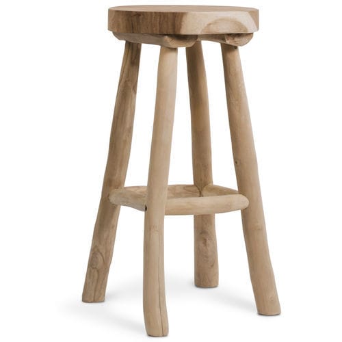 Tabouret de bar contemporain - 933027 - BAMBO BLAU - en teck / avec piètement en teck / 4 pieds