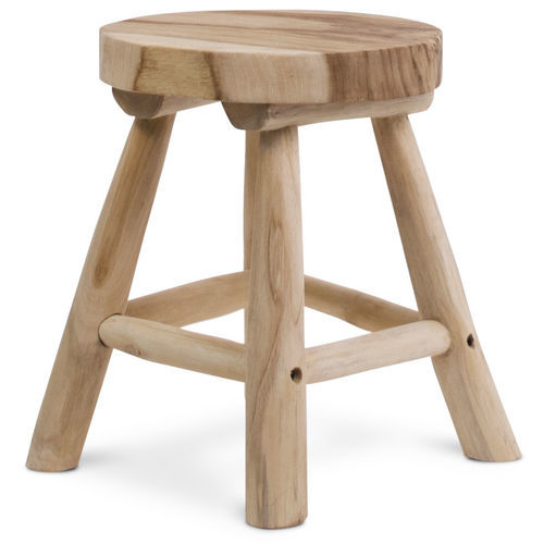 Tabouret contemporain - 933028 - BAMBO BLAU - en teck / avec piètement en teck / rond