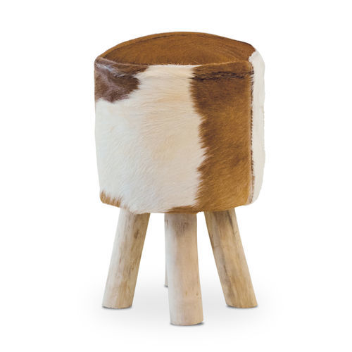 Tabouret contemporain - 933025 - BAMBO BLAU - en cuir / avec piètement en bois / tapissé