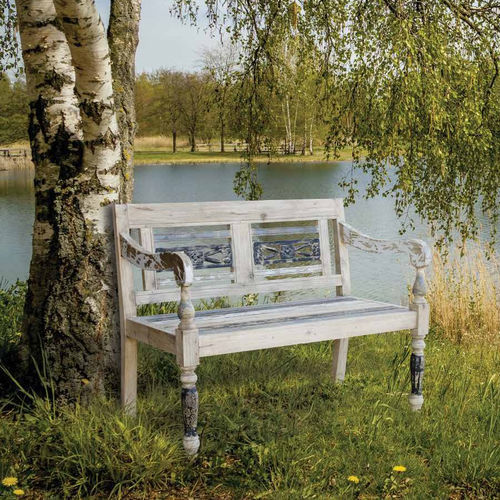 Banc contemporain - 933050 - BAMBO BLAU - en bois / avec dossier / avec accoudoirs