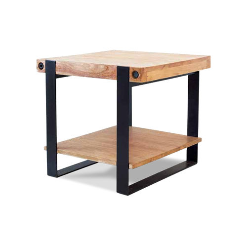 Table d'appoint rustique - 941016-PAT - BAMBO BLAU - en bois / avec piètement en métal / carrée