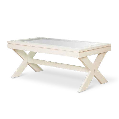 Table basse contemporaine - 930105/110-IVO - BAMBO BLAU - en verre / en bois / avec piètement en bois