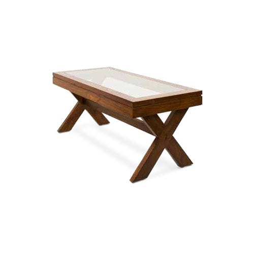 Table basse contemporaine - BAMBO BLAU - en bois / avec piètement en verre / rectangulaire