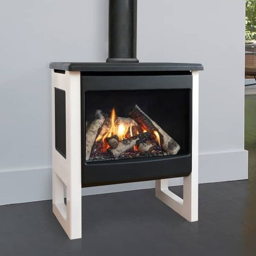 Poêle à gaz - Madrona - Valor Fireplaces - sur pieds / contemporain / en fonte