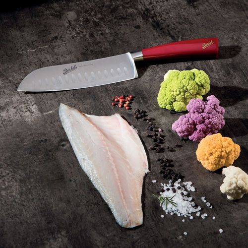 Couteau de cuisine avec manche en résine - ELEGANCE SANTOKU 18 RED - Berkel - avec lame en acier inoxydable