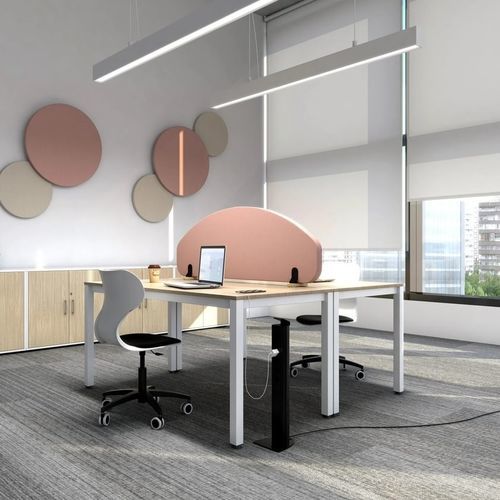 Séparateur de bureau sur bureau - Uma - Mirplay Objektmöbel - en tissu acoustique / en fibre de polyester / acoustique