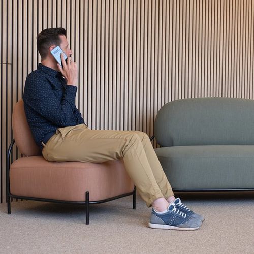 Fauteuil design minimaliste - Yoko - Mirplay Objektmöbel - en tissu / en métal peint / beige