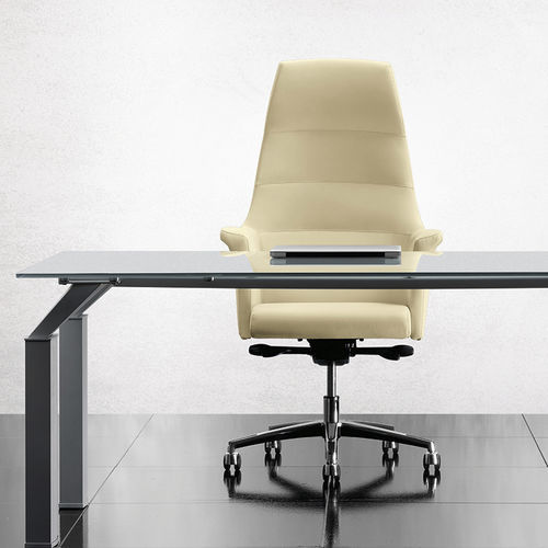 Fauteuil de direction contemporain - HARMONIA - Gierre Sedute - en cuir / aluminium / avec dossier haut