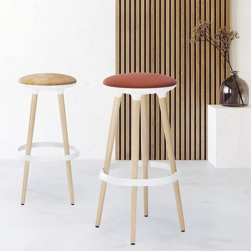 Tabouret contemporain - SPIRIT - Gierre Sedute - en tissu / avec piètement en bois / rond