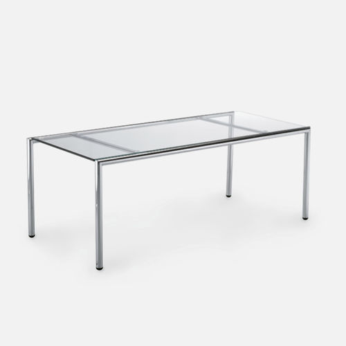 Table contemporaine - 814 - Gierre Sedute - en verre / en métal / avec piètement en métal