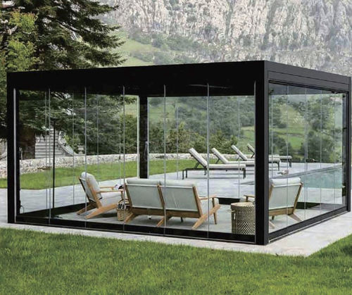Pergola autoportée - EZ Cover™ Sliding Door - Catalina Spas - en aluminium / face en verre trempé / avec éclairage LED intégré