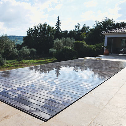 Fond mobile pour piscine à débordement - ELEVATE - en inox 316 L / en bois / en céramique