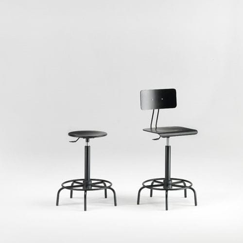 Tabouret contemporain - ICON M345 – M347 - Emme Italia srl - en hêtre / avec piètement en métal / à 5 branches