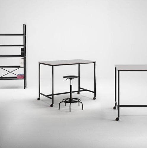 Bureau sur roulettes - QS-LINE - Emme Italia srl - contemporain / en bois / droit