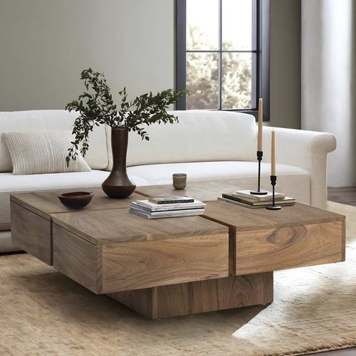 Table basse contemporaine - 1199 - Giner y Colomer - en acacia / carrée / résidentielle