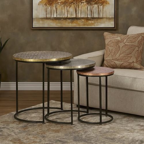 Table gigogne contemporaine - 6806 - Giner y Colomer - en métal / avec piètement en métal / ronde