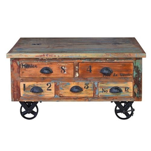 Table basse contemporaine - 6300 - Giner y Colomer - en métal / en bois de récupération / avec piètement en aluminium