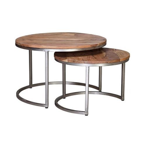 Table gigogne contemporaine - 6650 - Giner y Colomer - en bois / avec piètement en métal / ronde