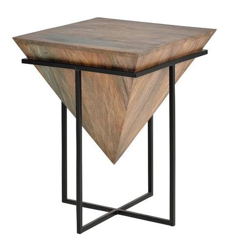 Table d'appoint en métal - 6037 - Giner y Colomer - en bois massif / avec piètement en métal / carrée