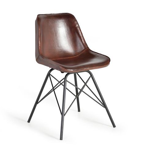 Chaise de style industriel - 6751 - Giner y Colomer - en cuir / avec piètement en métal / 4 pieds
