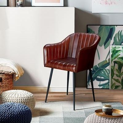 Fauteuil de style industriel - 6748 - Giner y Colomer - en cuir / en fer / noir