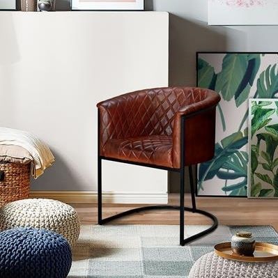 Fauteuil contemporain - 6747 - Giner y Colomer - en cuir / en métal / marron