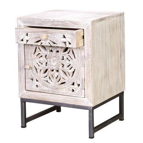 Table de chevet contemporaine - 6897 - Giner y Colomer - en bois massif / en métal / avec piètement en métal