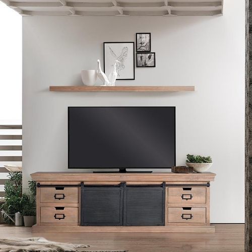 Meuble TV design industriel - 6091 - Giner y Colomer - 2 portes / en bois / en métal