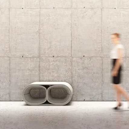 Banc public design original - BINOCULAR - Sirolis - en béton / sans dossier / sans accoudoirs