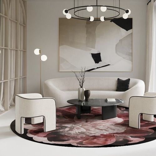 Tapis contemporain - DAHLIA - Studio Gazelles - à motif floral / en polyamide / rond
